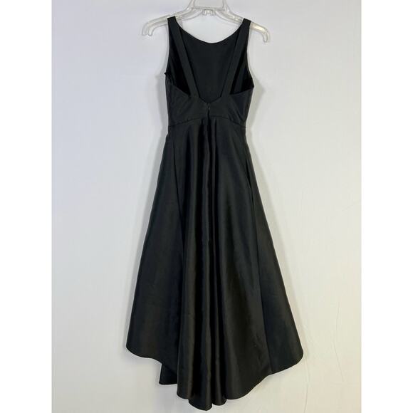 Alfred Sung Black Sleeveless Satin Twill Jewel Neck Dress Gown Womens 4 - Picture 6 of 11